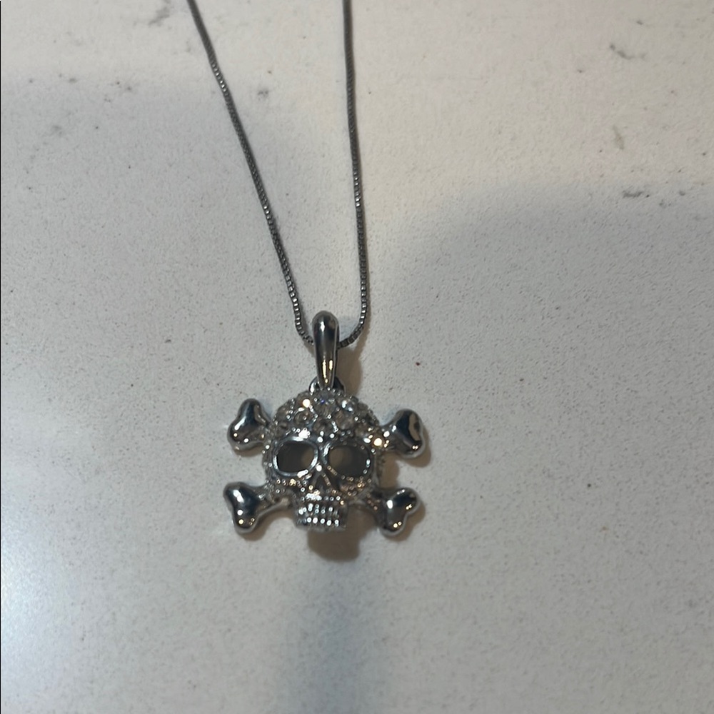 Silver Skull Pendant Necklace